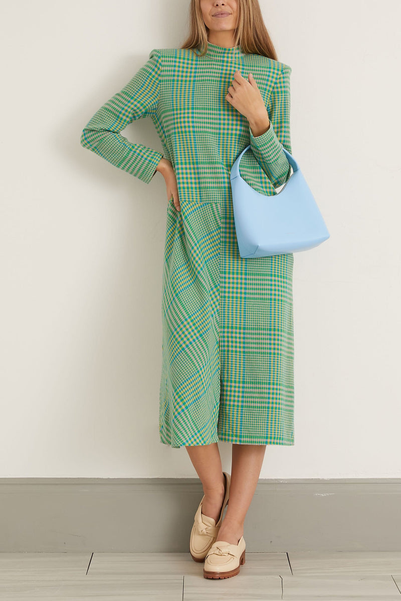 Tibi Sterling Plaid Gauze Mockneck ...